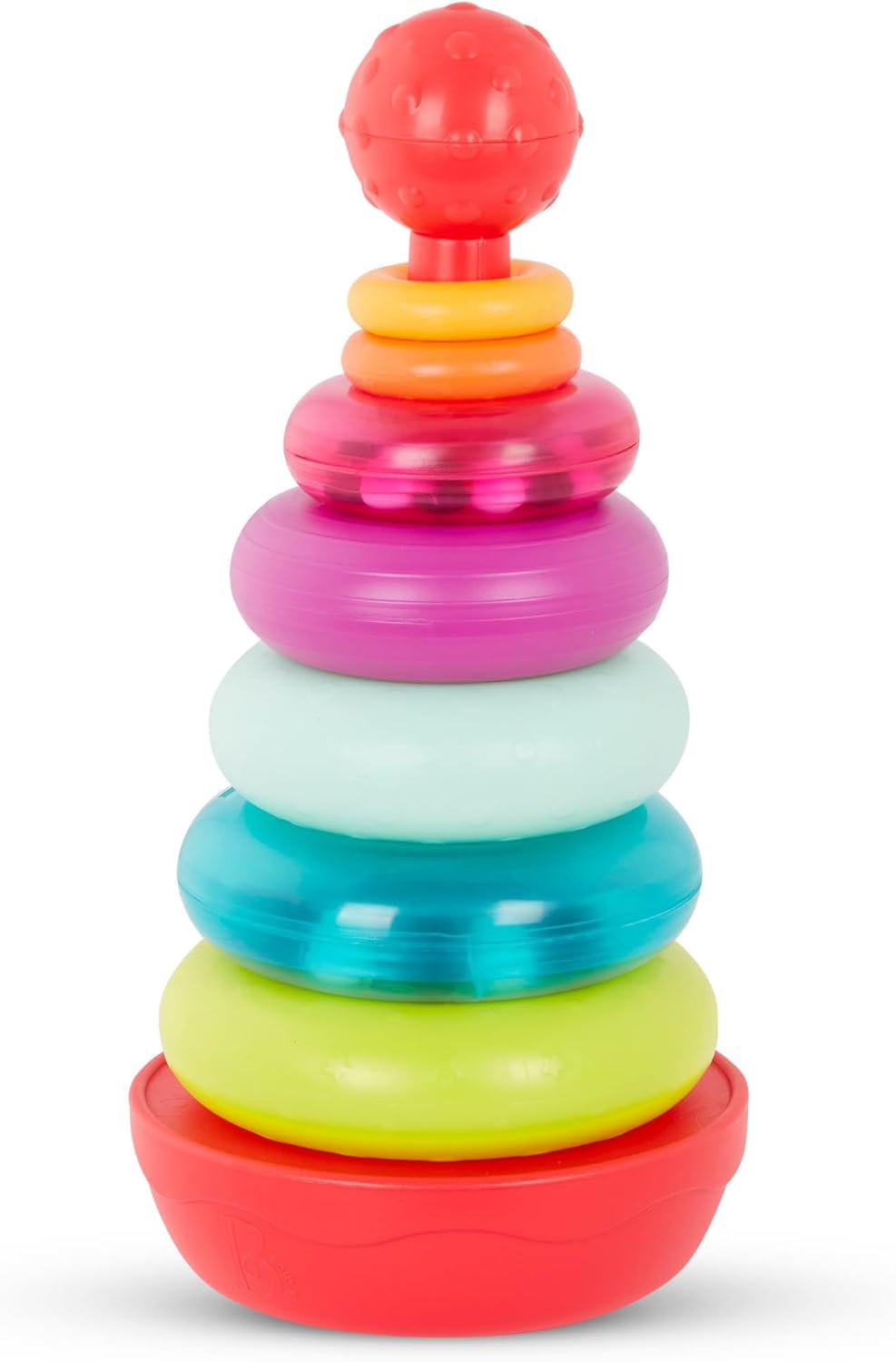 Colorful Stacking Rings Teether – Soft Textured Sensory Rattle for Babies 6+ Months