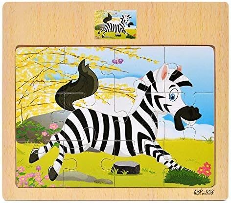 CCLIFE Wooden Jigsaw Puzzles Set for Kids 2–5 – 12-Piece Colorful Educational Animal Puzzles (4-Pack)