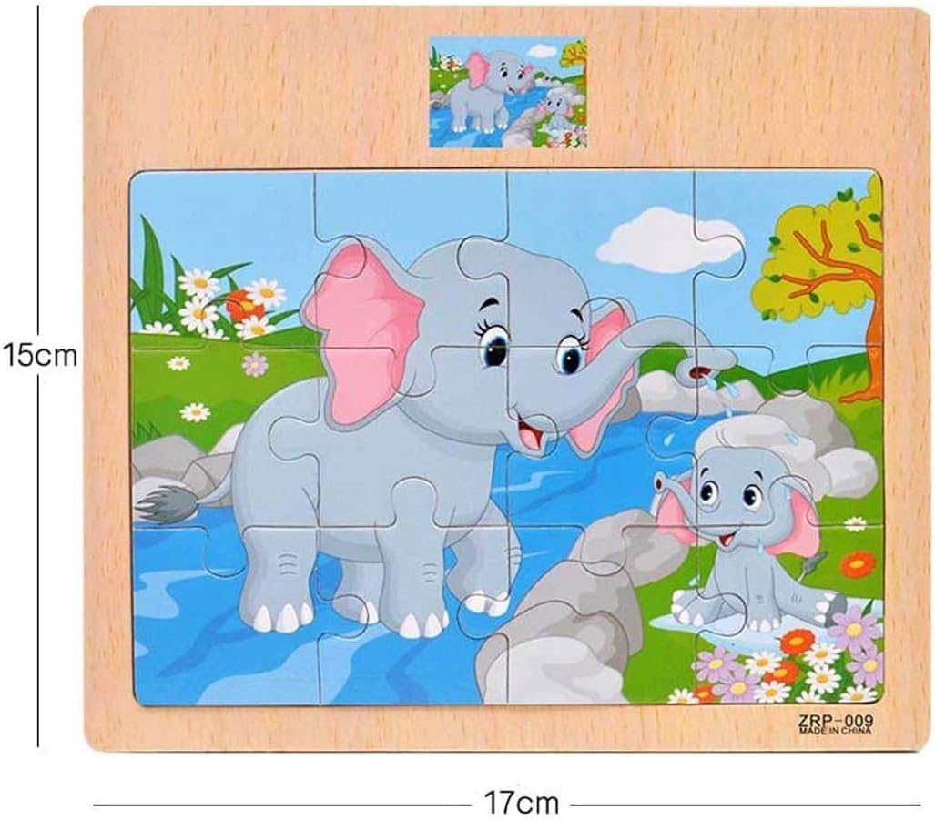 CCLIFE Wooden Jigsaw Puzzles Set for Kids 2–5 – 12-Piece Colorful Educational Animal Puzzles (4-Pack)