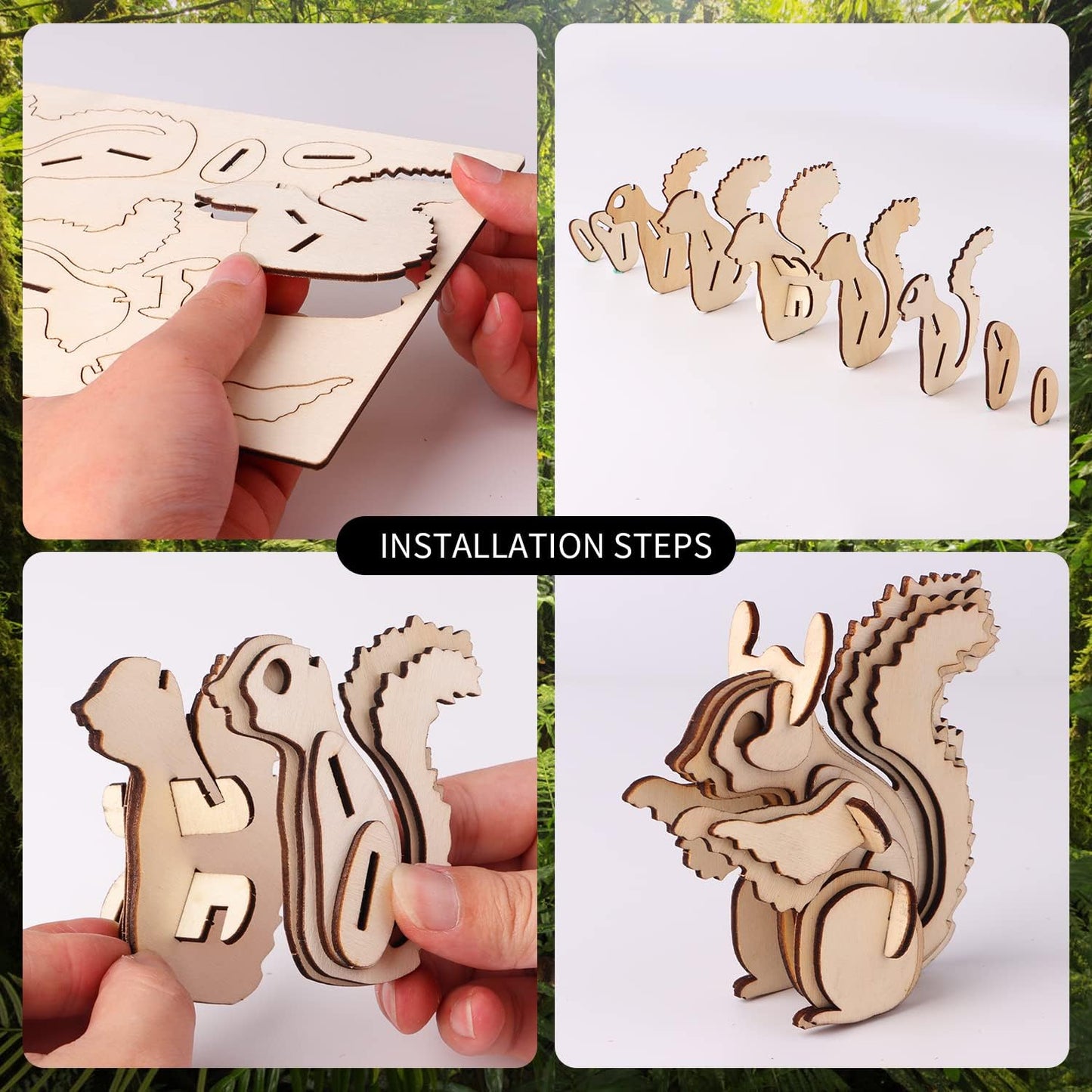 calary 3D Wooden Puzzle – Dinosaur Simulation DIY Assembly Model Toy Set (6-Pack)