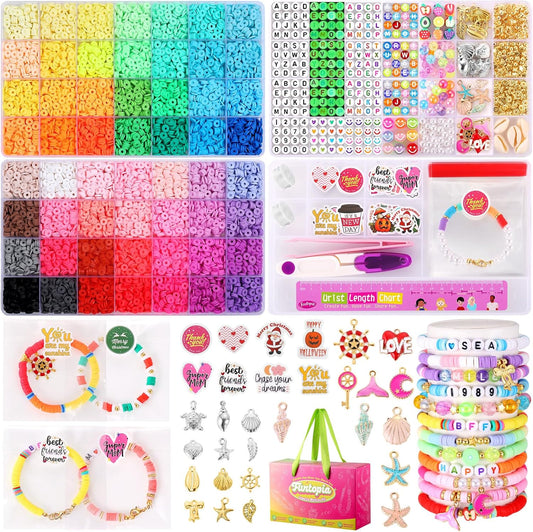 Bracelet Making Kit for Girls – 11,000pcs Clay Beads Friendship Kit with Letter Beads & Charms