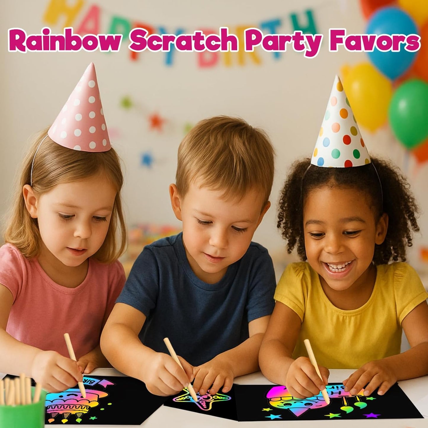 ZMLM Scratch Art Crafts – 60 Rainbow Scratch Paper Art Set for Kids Ages 3–10