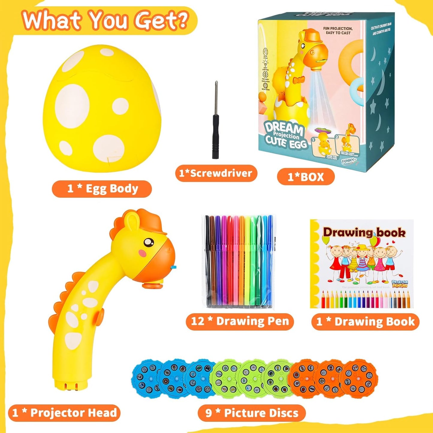 Drawing Projector for Kids – Trace & Draw Projection Toy with 72 Stencils, 12 Markers & Art Book